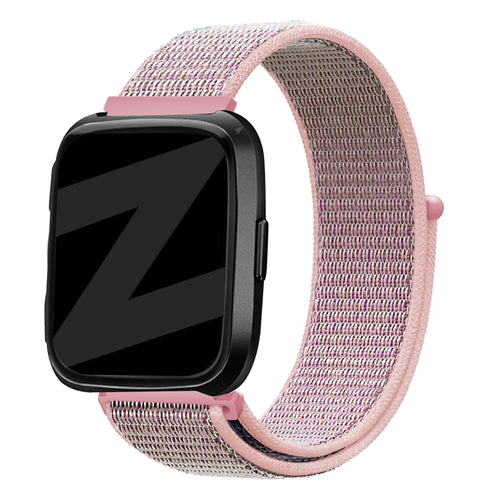 Nylon Strap 'Classic', pink, on a watch, 3/4 front view