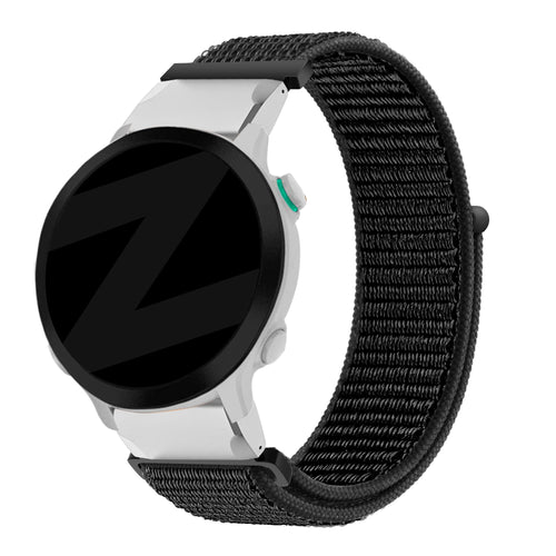 Nylon Loop Strap, black, on a watch, 3/4 front view