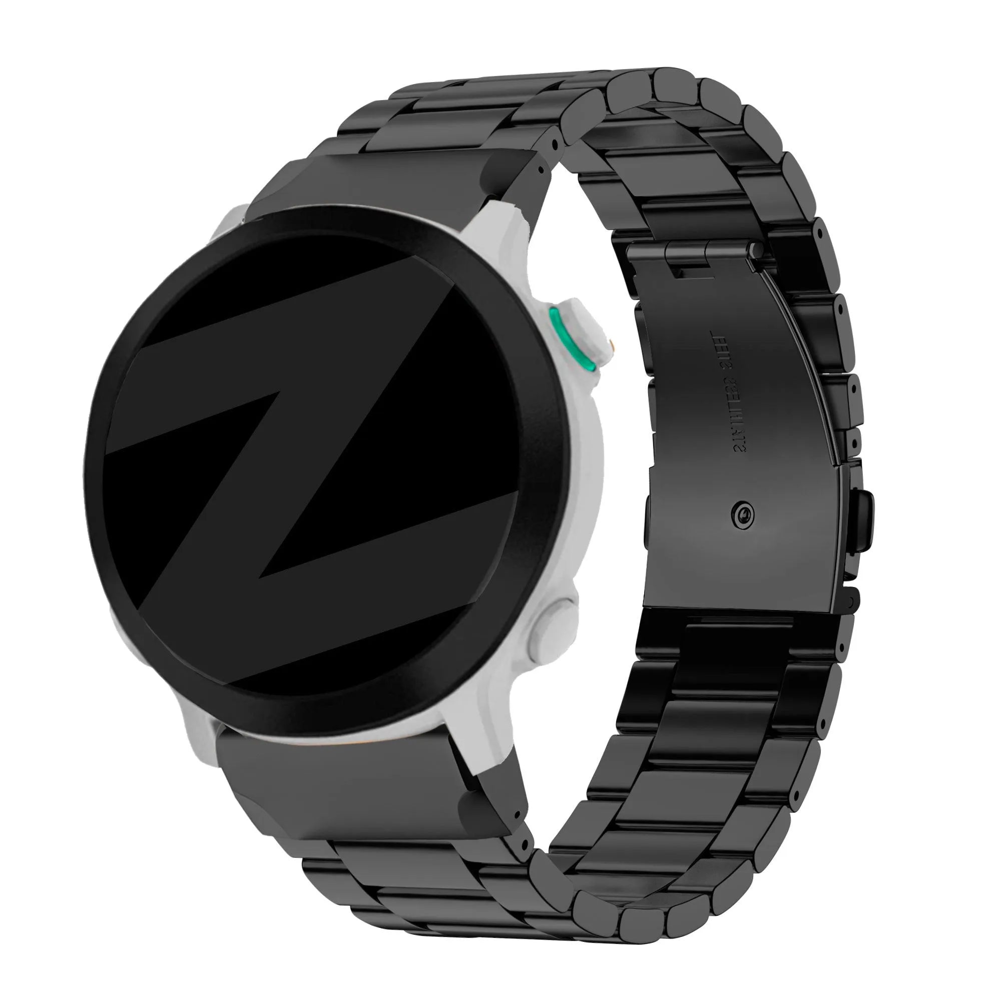 Steel Strap 'Classic', black, on a watch, 3/4 front view