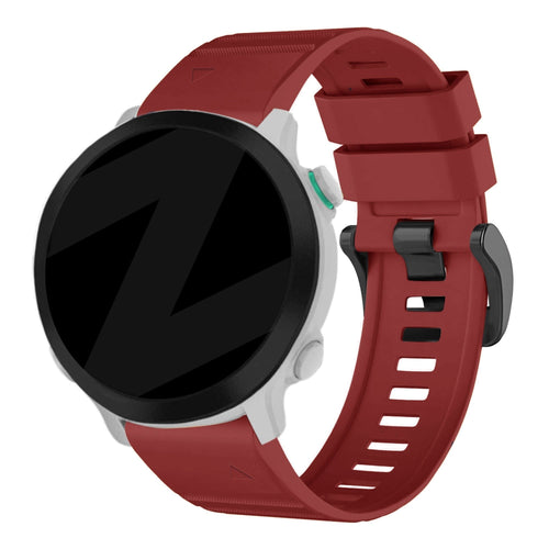 Buckled Silicone Strap, red, on a watch, 3/4 front view