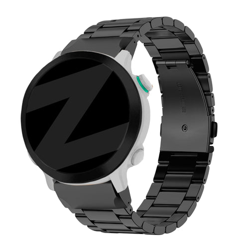 Steel Strap 'Classic', black, on a watch, 3/4 front view