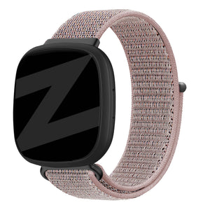 Nylon Loop Strap, pink, on a watch, 3/4 front view