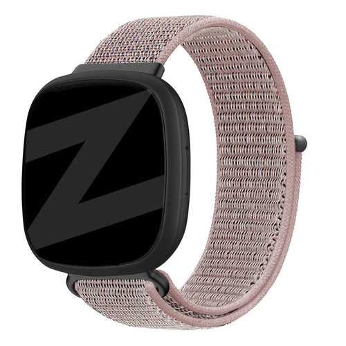 Nylon Loop Strap, pink, on a watch, 3/4 front view