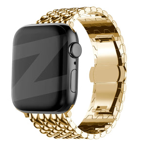 Steel Strap 'Dragon', gold, on a watch, 3/4 front view