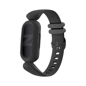 Silicone Strap, black, on a watch, 3/4 front view