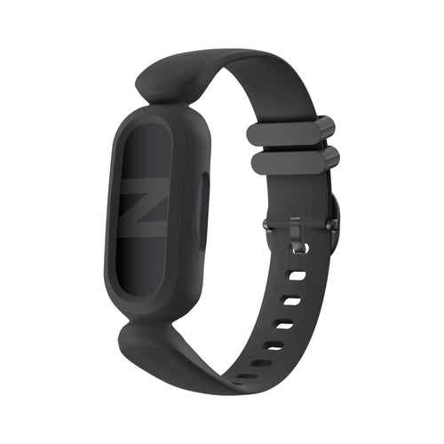 Silicone Strap, black, on a watch, 3/4 front view