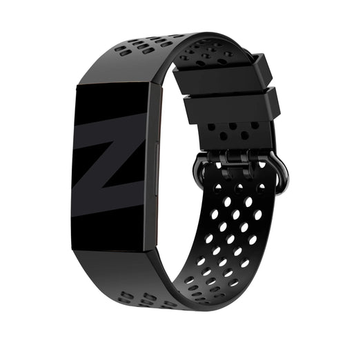 Silicone Sport Strap 'Air', black, on a watch, 3/4 front view