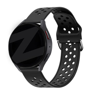 Silicone Sport Strap 'Air', black, on a watch, 3/4 front view