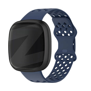 Silicone Sport Strap 'Air', dark blue, on a watch, 3/4 front view