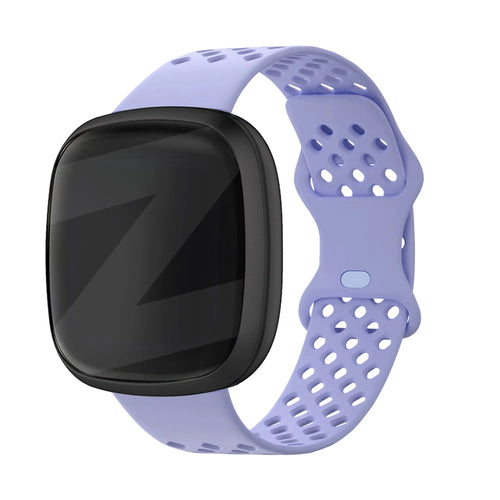 Silicone Sport Strap 'Air', lilac, on a watch, 3/4 front view