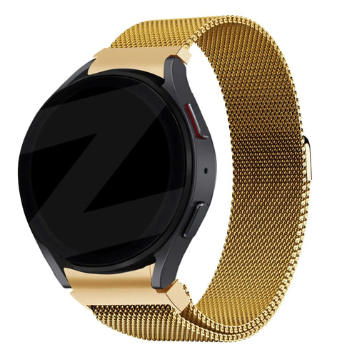 Milanese Loop Strap, gold, on a watch, 3/4 front view