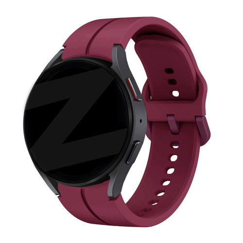 Silicone Strap 'Extreme', wine red, on a watch, 3/4 front view
