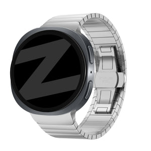 Steel Strap 'One Bead', silver, on a watch, 3/4 front view