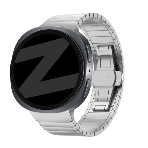 Steel Strap 'One Bead', silver, on a watch, 3/4 front view