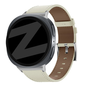 Bandz Samsung Galaxy Watch 8 - 40mm Leather Strap 'Deluxe' (Light Beige)