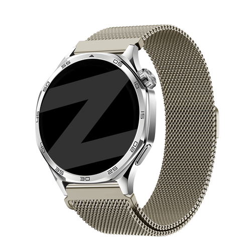 Milanese Strap 'Easy Fit', titanium grey, on a watch, 3/4 front view