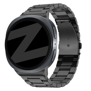 Steel Strap 'Classic', black, on a watch, 3/4 front view