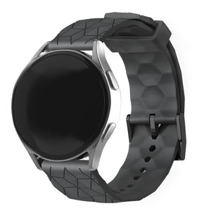Silicone Strap Hexagons, black, on a watch, 3/4 front view