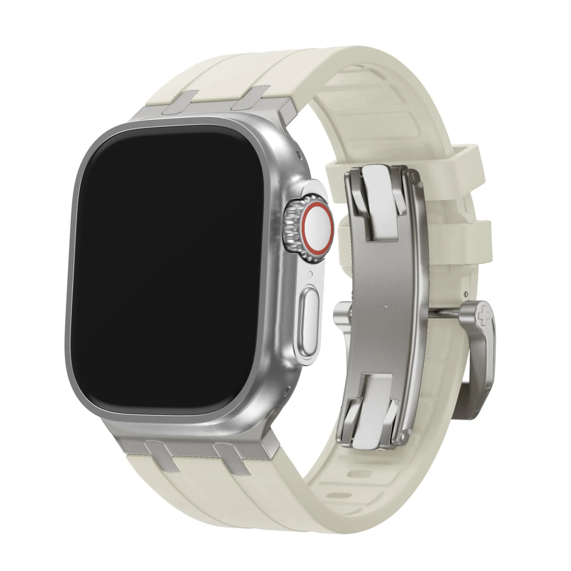 BALR. Bracelet en silicone Apple Watch ultra liquide (beige/titane)