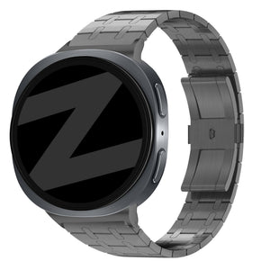 Steel Strap 'Royal', black, on a watch, 3/4 front view