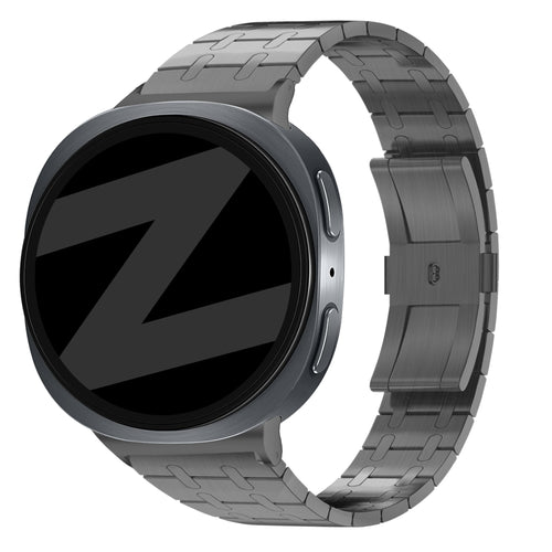 Steel Strap 'Royal', black, on a watch, 3/4 front view