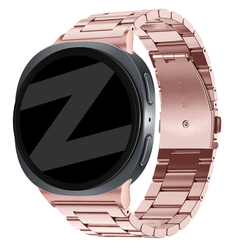 Steel Strap 'Classic', pink, on a watch, 3/4 front view