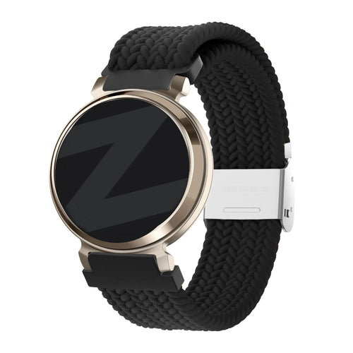 Woven Nylon Strap, black, on a watch, 3/4 front view