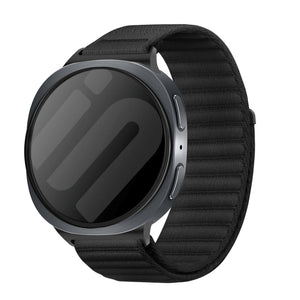 Wave Nylon Strap, black, on a watch, 3/4 front view