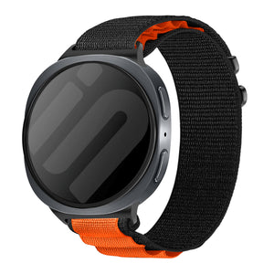 Alpine Nylon Strap, black, on a watch, 3/4 front view