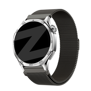 Milanese Strap 'Easy Fit', titanium grey, on a watch, 3/4 front view