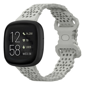 Patterned Silicone Strap, grey, on a watch, 3/4 front view