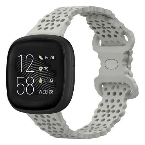 Patterned Silicone Strap, grey, on a watch, 3/4 front view