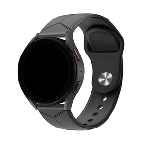 Silicone Hexagons Sport Strap, black, on a watch, 3/4 front view