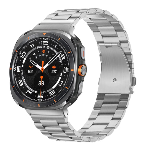 Steel Strap 'Classic', silver, on a watch, 3/4 front view