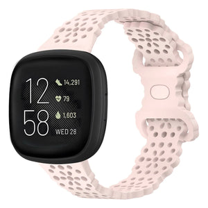 Patterned Silicone Strap, light pink, on a watch, 3/4 front view