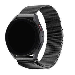 Milanese Strap, black, on a watch, 3/4 front view