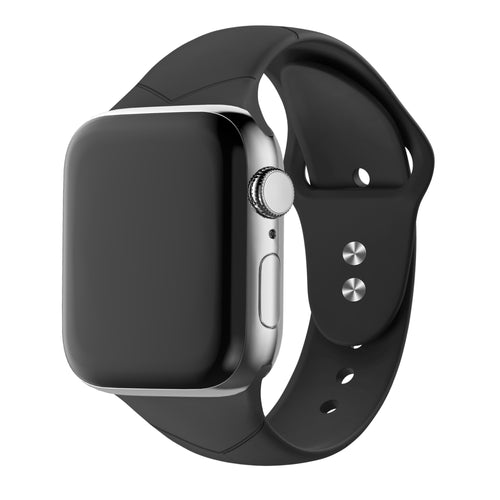 Silicone Hexagons Sport Strap, black, on a watch, 3/4 front view