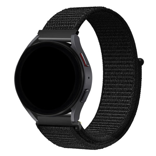 Nylon Loop Strap, black, on a watch, 3/4 front view