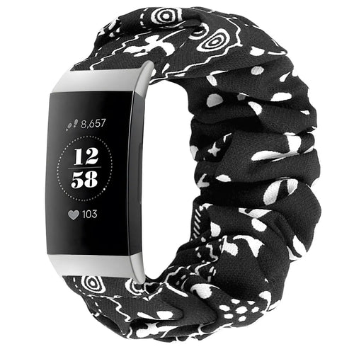 Nylon Scrunchie Strap, black mix, on a watch, 3/4 front view
