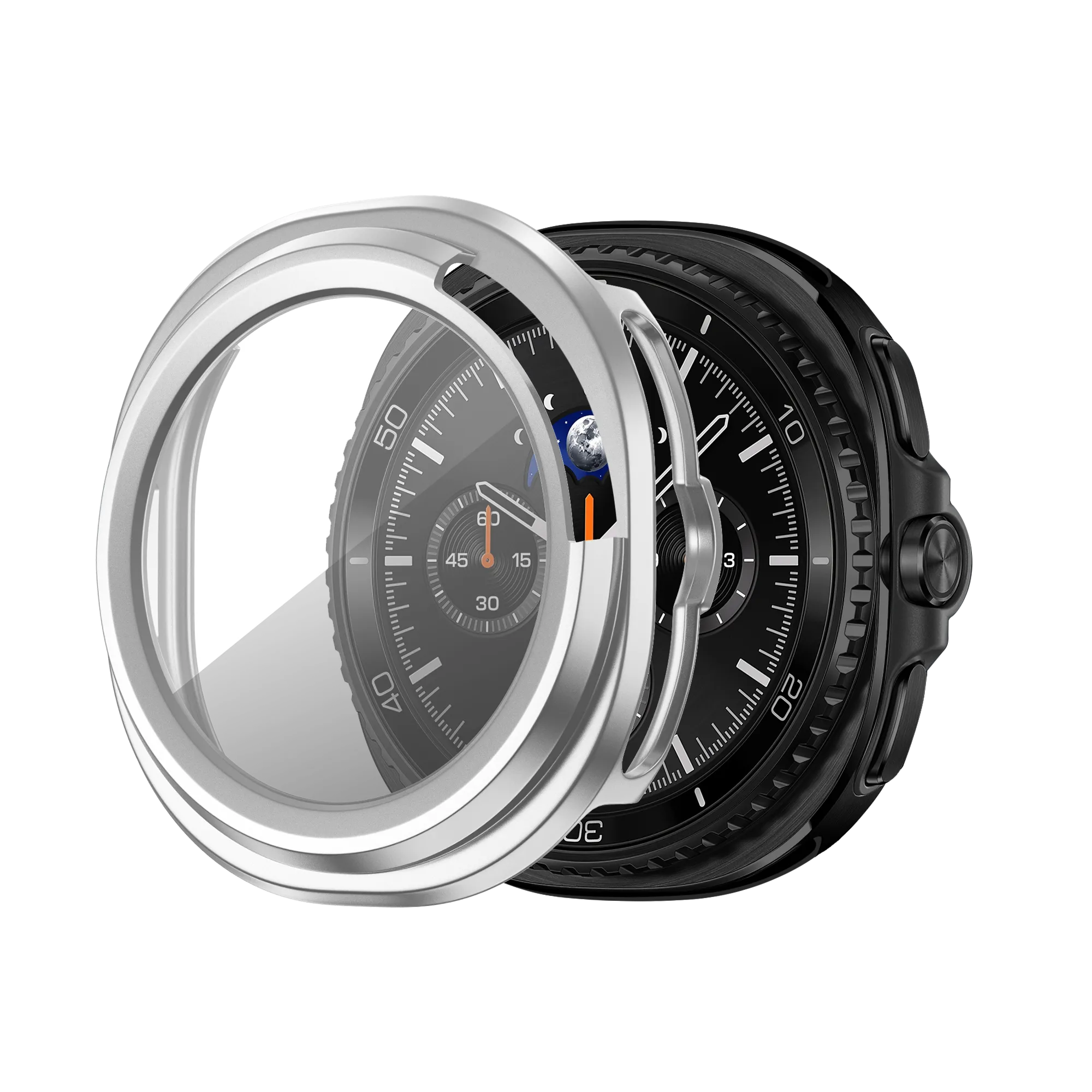 Bandz Samsung Galaxy Watch 8 Classic PC Cover with Glass (Silver)