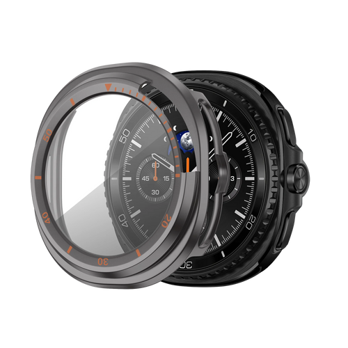 Bandz Coque Bezel avec verre Samsung Galaxy Watch 8 Classic (gris titane/orange)