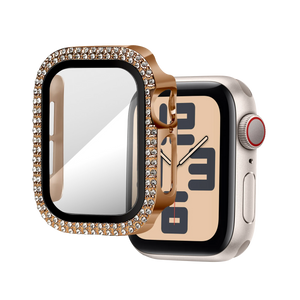 Bandz Coque diamant avec verre Apple Watch 10/11 - 42mm (or rose)