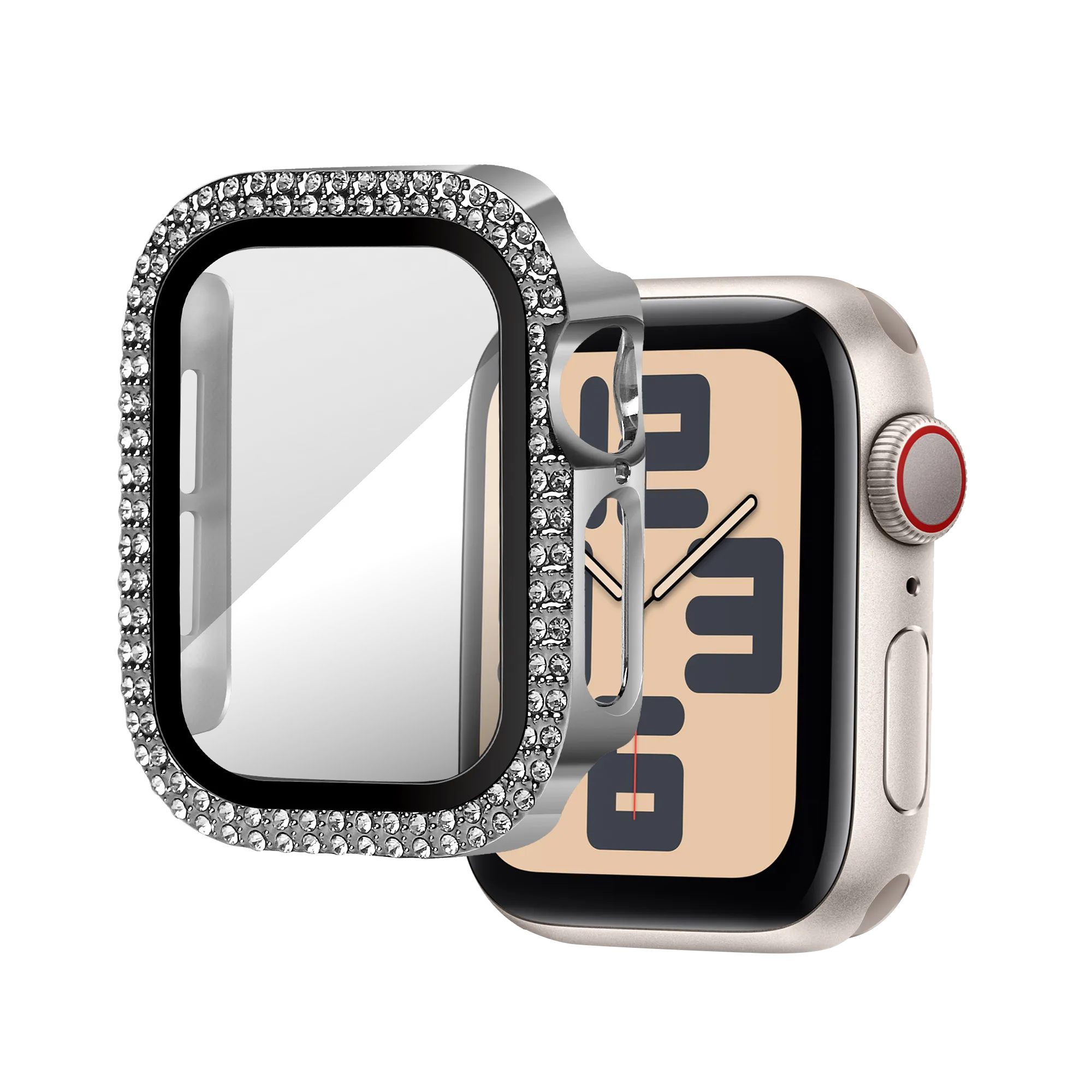 Bandz Coque diamant avec verre Apple Watch 10/11 - 42mm (argenté)