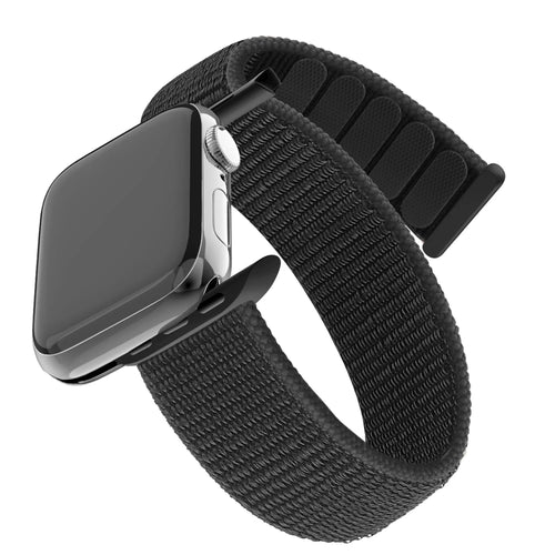 Nylon Strap 'Classic', black, on a watch, 3/4 front view