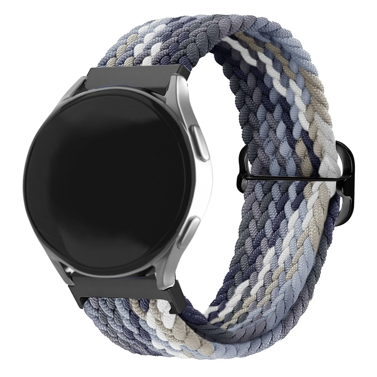 Nylon Adjustable Braided Strap, slate, on a watch, 3/4 front view