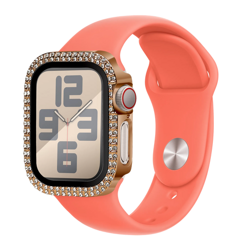 Bandz Coque diamant avec verre Apple Watch 10/11 - 42mm (or rose)