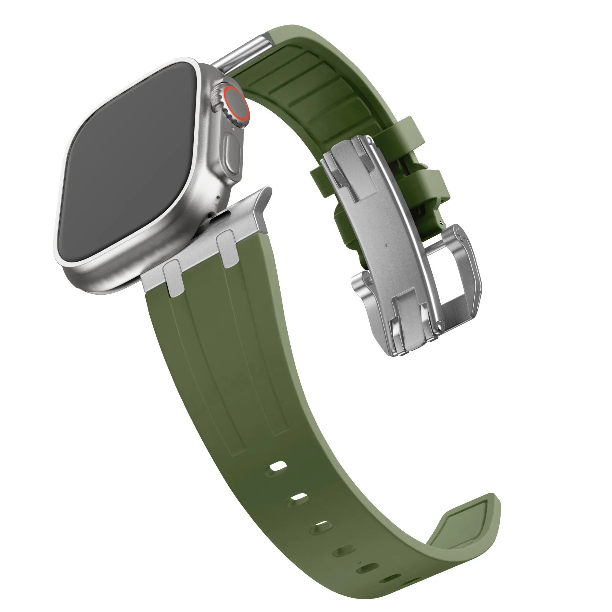 BALR. Bracelet silicone Apple Watch Ultra Liquid (vert/argent)
