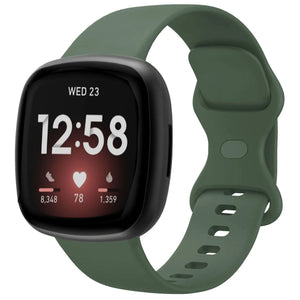 Silicone Strap 'Classic', dark green, on a watch, 3/4 front view