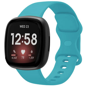 Silicone Strap 'Classic', aqua, on a watch, 3/4 front view