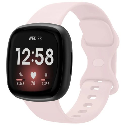 Silicone Strap 'Classic', light pink, on a watch, 3/4 front view